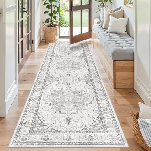 Kitchen Runner 2'6''x8' Soft Rug Runners for Hallways (Grey / 2'6" x 8' (Runner))