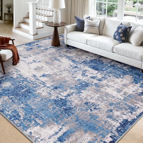 Washable Square 10' x10' Area Rug for Living Room Blue Gray (Blue/Gray / 10' x 10' (Square))