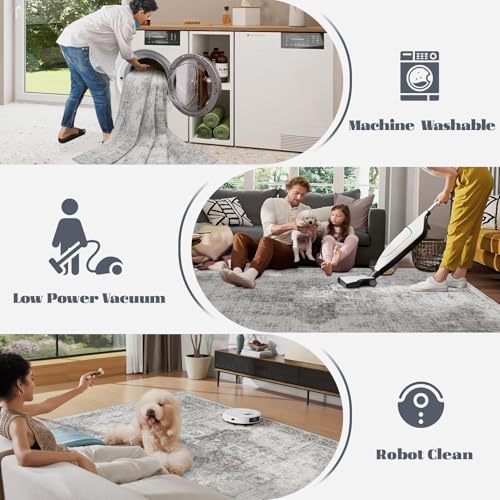 Area Rug 8x10 Washable Rug (Grey / 8' x 10' (Rectangular))