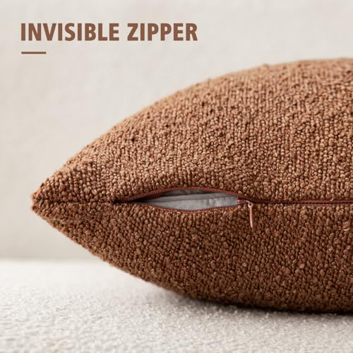 Decorative Textured Boucle Throw Pillow Cover 24x24 Burnt Orange (24" x 24" (Pack of 2) / Autumnal)