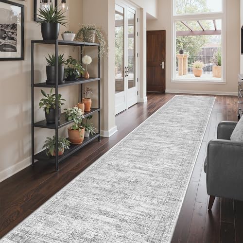 3x20 Runner Rug Non Slip (Grey/Ivory / 3' x 20' (Runner))