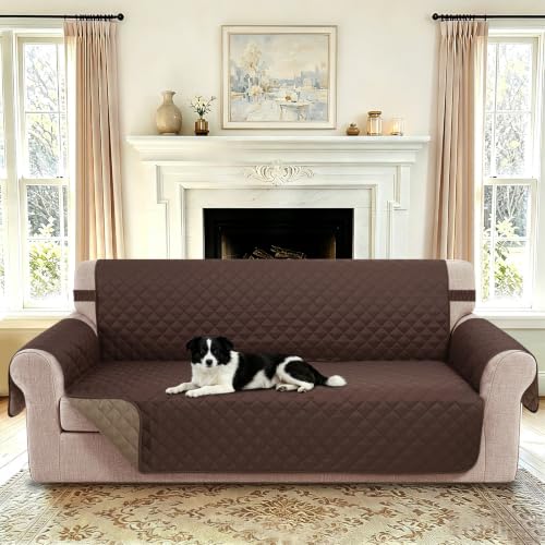 Reversible Sofa Cover for 3 Cushion (Chocolate/Taupe / Sofa L - Large (68''))