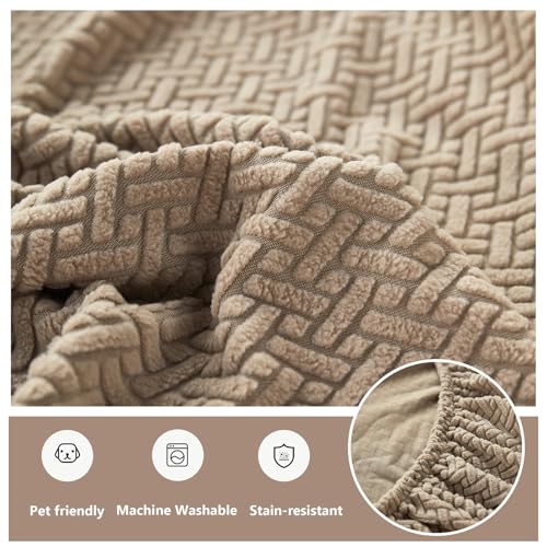 Couch Cushion Covers for Sofa Couch Covers Wear (Texture-light Coffee / Medium Back Cover)