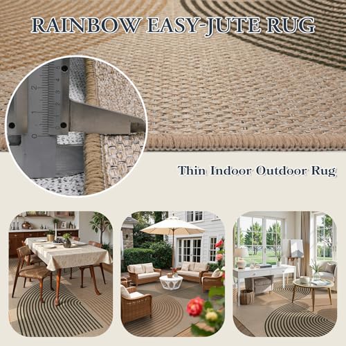 Modern Rainbow 8x10 Rug (8' x 10' (Rectangular) / Nature/Bi-color Rainbow)