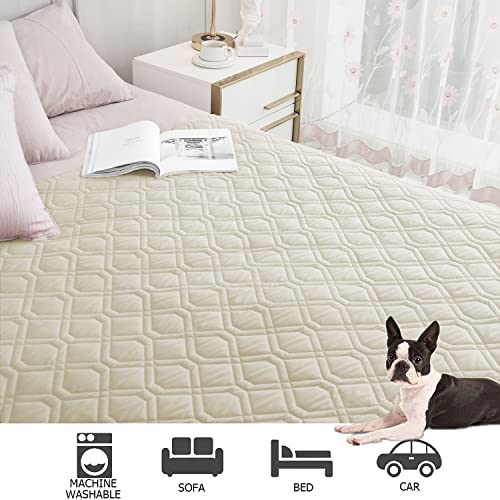 Waterproof Blanket Reversible Dog Bed Cover Pet Blanket for Furniture Bed Couch Sofa (52x82 Inch (Pack of 1) / Ivory)