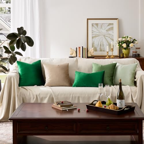 Green Pillow Covers 12x20 Decorative Pillows Pack of 2 (Forest Green / 20" x 12" (Pack of 2))