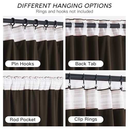Brown Blackout Curtains 96 inches Long Velvet for Bedroom (Brown / 52"W x 96"L (Pack of 2))