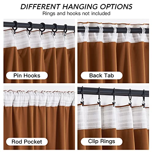 Orange Velvet Curtains 72 inches with Hook Belt (Golden Oak / 52"W x 72"L (Pack of 2))