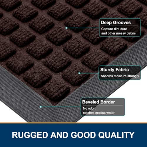 Front Door Mat Outside Entrance (Brown / 29.5" X 17")