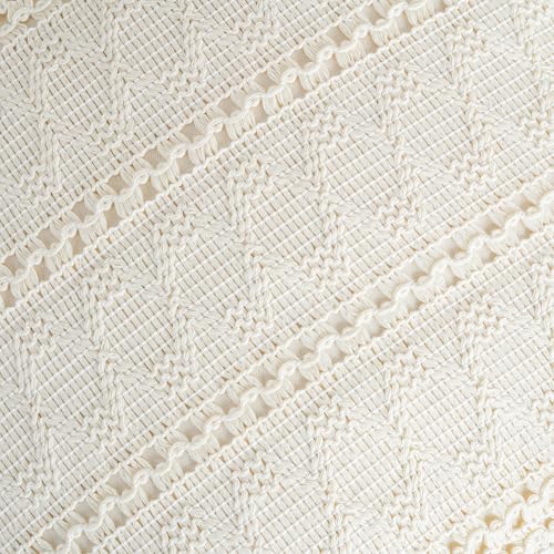 Set of 1 Boho Cream Decorative Throw Pillow Cover 16x16 Inch for Couch Bed Sofa (16" x 16" (Pack of 1) / Cream)