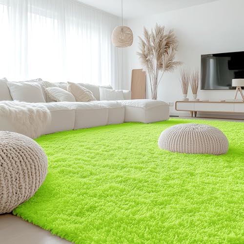 9x12 Machine Washable Large Area Rugs for Living Room (9x12 Ft / Lime Green)