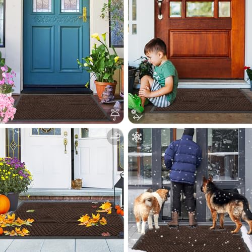 Front Door Mat Outside Entrance (Dark Brown / 71" X 47")