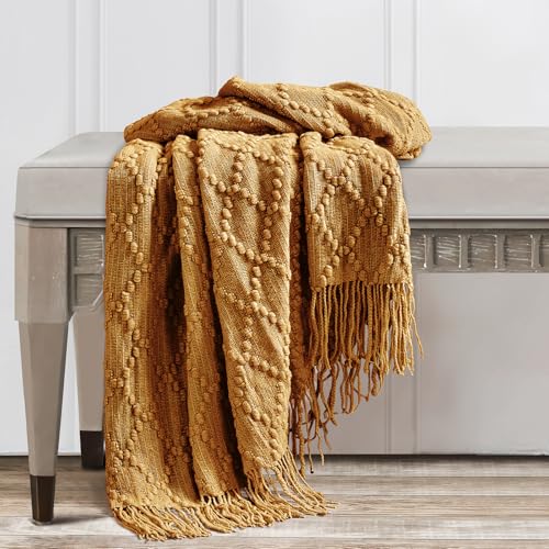 Almond Throw Blanket 50 x70 Inch Jacquard Throw Knitted Blanket (Jacquard-almond / 50"x70")