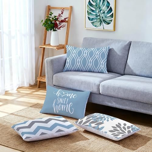 Throw Pillow Covers 12x20 (Blue Aqua / 20" x 12" (Pack of 4))