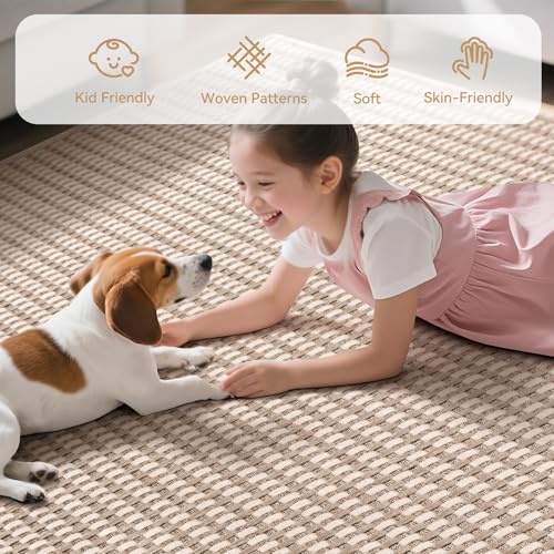 Washable Area Rugs 5x7 ft Non Slip Area Rug for Living Room Brown (A- Brown / 5' x 7')