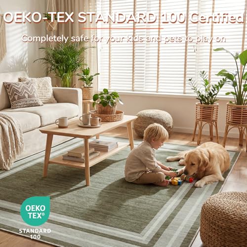 Soft Area Rugs 5x7 (5' x 7' (Rectangular) / Border Brown)