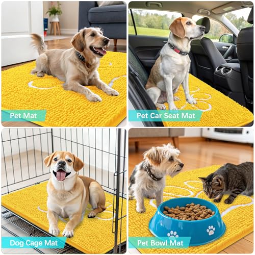 Dog Door Mat for Muddy Paws 48x30 (Yellow / 48" X 30")