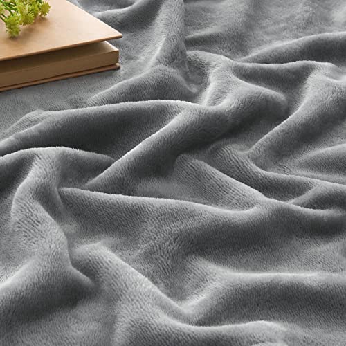 Fleece Blanket Soft Plush Queen Size Bed Blanket Grey 90"x90" (Grey / Queen(90"x90"))