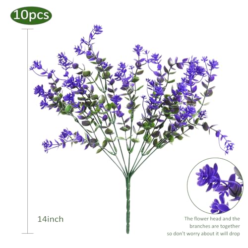 Fake Outdoor Flowers Artificial Purple Flowers Plants (Purple / 10 Pcs)
