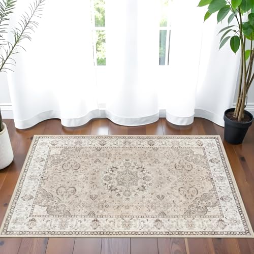 Washable 2x3 Entryway Area Rug (2' x 3' (Rectangular) / Beige)