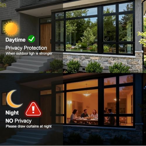 Upgraded One Way Window Privacy Film Sun Heat Blocking (Black Silver / 23.6 Inch * 78.74 Inch)