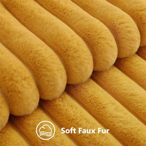 Fall Faux Fur Throw Pillow Covers 18x18 Set of 2 Mustard Yellow (Mustard Yellow / 18" x 18" (Pack of 2))