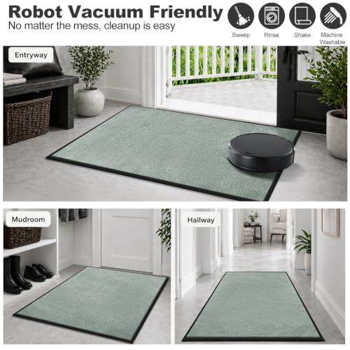 Super Absorbent Front Door Mat (Sage Green / 1'5" x 2'6" (Rectangular))