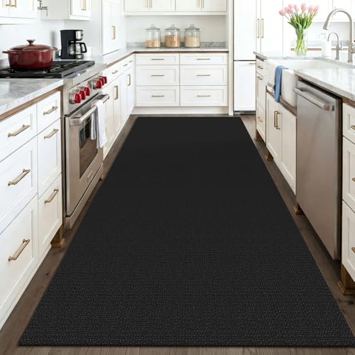 Washable Area Rug 4x6 ft Non Slip Rubber Backed Living Room Rugs Braided Woven Cotton Kitchen Rugs Indoor Entryway Rug Floor Carpet for Dining Living Room Bedroom (Black/Dark Grey / 4' x 6' (Rectangular))