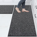 Kitchen Rugs and Mats 2PCS Non (Charcoal / 24"x36"+24"x60" (Rectangular))
