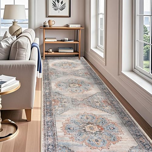 Washable Runner Rug 4x12 (Blue / 4' x 12' (Rectangular))