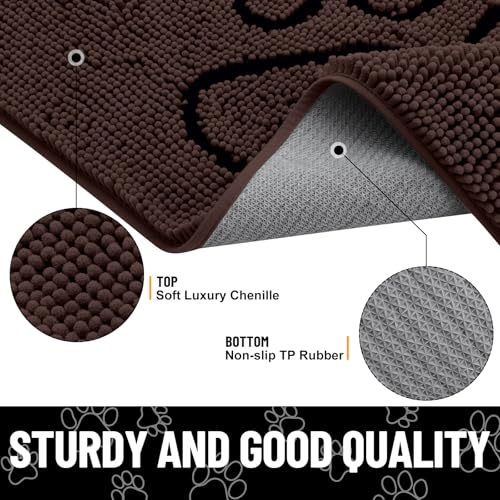 Dog Door Mat for Muddy Paws (40"X32" / Brown and Black)