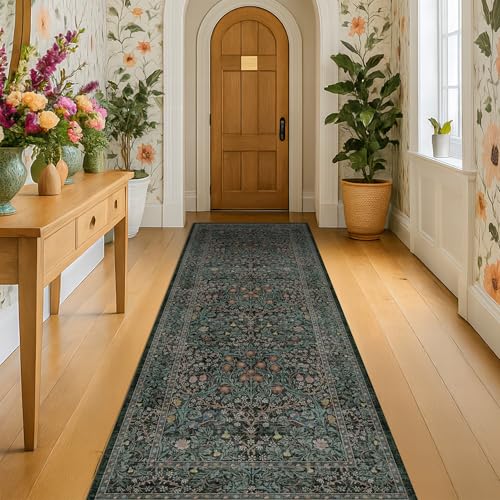 Vintage 3x8 Wide Runners for Hallways (Dark Green / Black / 3' x 8' (Runner))