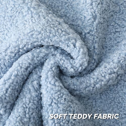 Pack of 2 Faux Fur Teddy Boucle Pillow Covers 20x20 Inch (Light Blue / 20" x 20" (Pack of 2))
