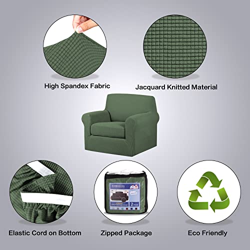 2 Pieces Armchair Cover Chair Slipcovers with Arms Furniture Protector Cover Fit Armchair Width Up to 47 Inch (Small / Bronze Green)