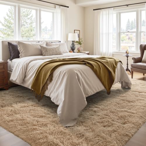 4x6 Ft Shag Beige Rugs for Bedroom Living Room (CC Beige / 4' X 6' (Rectangular))