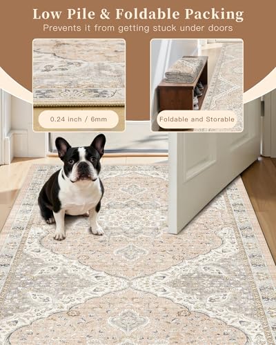 Washable Runner Rugs 2x10 Long for Hallway Kitchen (Pink/Gray / 2' x 10' (Runner))