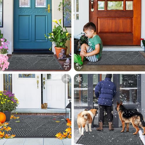 Front Door Mat Outside Entrance (Grey / 47" X 17")