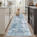 Abstratc Runner Rug 2x6 Washable Kitchen Hallway Runners Blue (Blue/Grey / 2' x 6' (Runner))