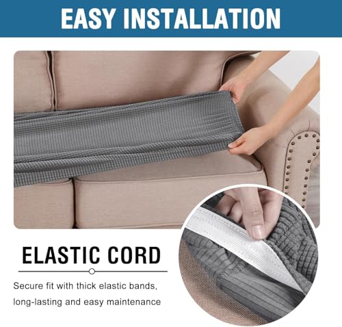Super Stretch Individual Seat Cushion Covers Sofa Covers Couch Cushion Covers Slipcover Sets Thick Jacquard Textured Twill Fabric (Grey / 1 Cushion Chair)