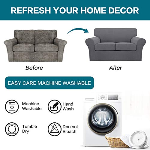 3 Piece Sofa Covers for 2 Cushion Couch Sofa Slipcover Soft Couch Cover for Dogs (Sofa (2 Cushion) / Charcoal Gray)