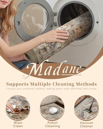 Washable Entry Rug 3x4 Area Rugs for Entryway Kitchen (Turmeric/Grey / 3' x 4' (Rectangular))