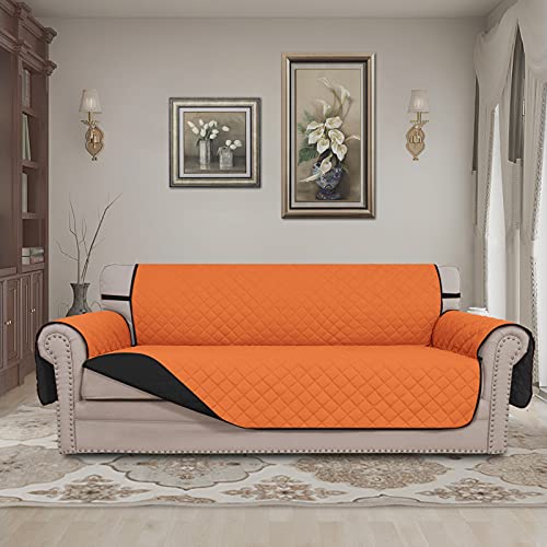 Reversible Couch Cover (Orange/Black / X-Large Sofa)