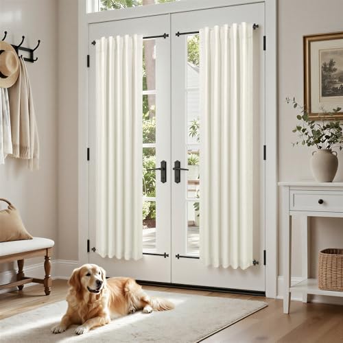 72 Inch Curtains for Living Room Black Out Linen Back Tab Loops Room Darkening Blackout Thermal Insulated Curtain for Bedroom 72 Inch Length 2 Panels Set Cream Ivory Off White Wide 38 x 72 Long (Natural / 38"W x 72"L (Pack of 2))