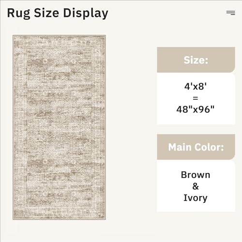 Washable 4x8 Hallway Runner Rug Non (Brown / 4' x 8' (Runner))