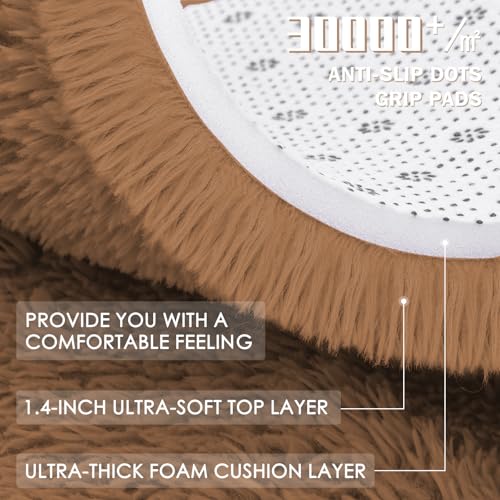 Khaki Round Rugs for Bedroom (5 Ft Round / Khaki)