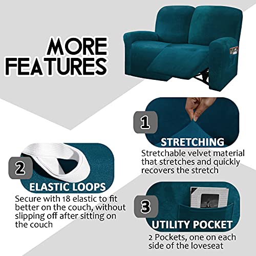 Reclining Love Seat Slipcover (Deep Teel)