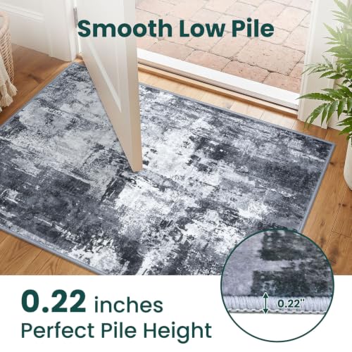Modern Runner Rug 2x6 Washable Multi (Multi-grey/Blue/Black / 2' x 6' (Runner))