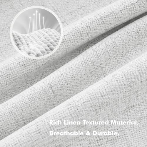 100% Blackout Linen Curtains 42 x 96 Inch Heathered White 2 Panels (Heathered White / 42"W x 96"L (Pack of 2))