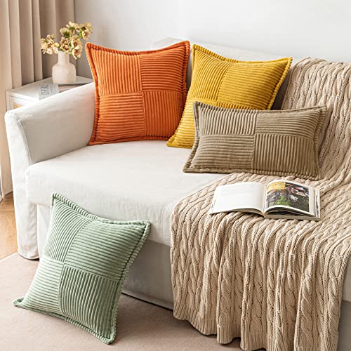 Decorative Lumbar Throw Pillow Covers 12x20 Inch Khaki 2 Pack (Khaki / 20" x 12" (Pack of 2))