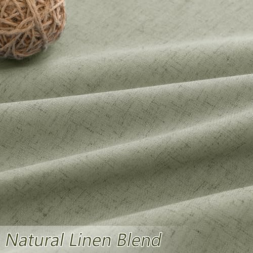 Sage Green 100% Blackout Linen Curtains 92 Inch Length 2 Panels Set for Living Room Bedroom Back Tab Thermal Insulated Black Out Drapes Room Darkening Farmhosue Window Curtains 92 Inches Long (Sage Green / 52"W x 92"L (Pack of 2))